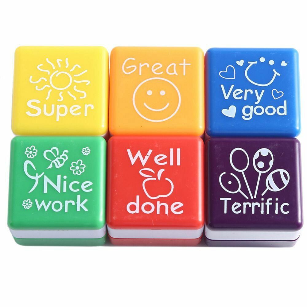 Self-Inking Stamp Cute Teacher Reward Stamps For School Set Of 6 Portable DIY toys