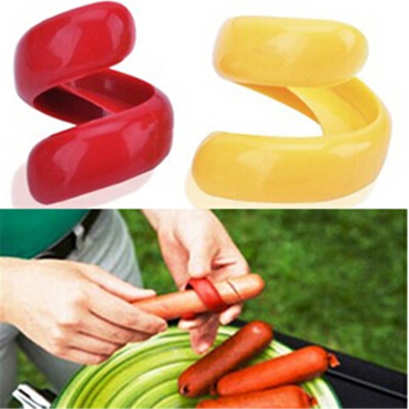 2Pcs/set Fancy Sausage Cutter Spiral Barbecue Dogs Cutter Slicer Kitchen Cutting Gadget Kitchen BBQ Tools