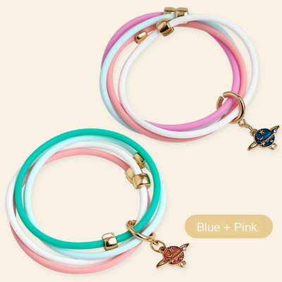 Meisjeshart volwassen muggenwerende armband paar buiten draagbaar anti-muggen artefact kinderen tegen muggen gesp: Roze en groen 2 stuks