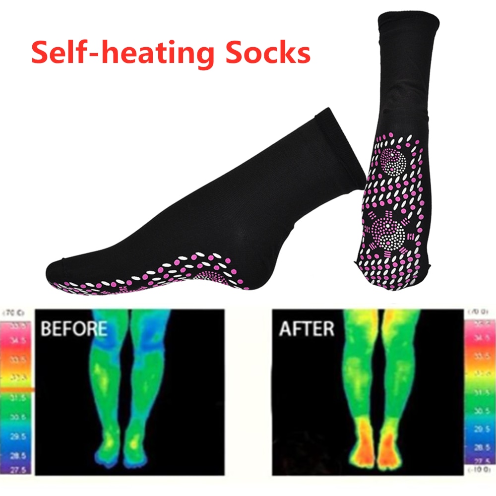 1 paar Warm Magnetische Sokken zelfopwarming Therapie Sokken Hoge Elastische Ademend Knie Ondersteuning Toermalijn Magnetische Brace Voetverzorging