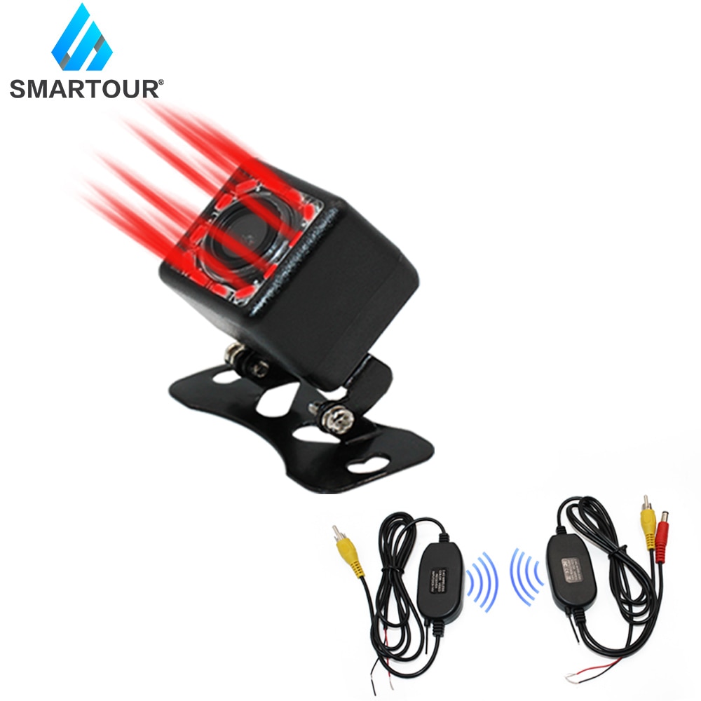 Cámara de marcha atrás smartour de 4.3 pulgadas para coche, monitor de espejo retrovisor hd, transmisor de aparcamiento inalámbrico: Naranja