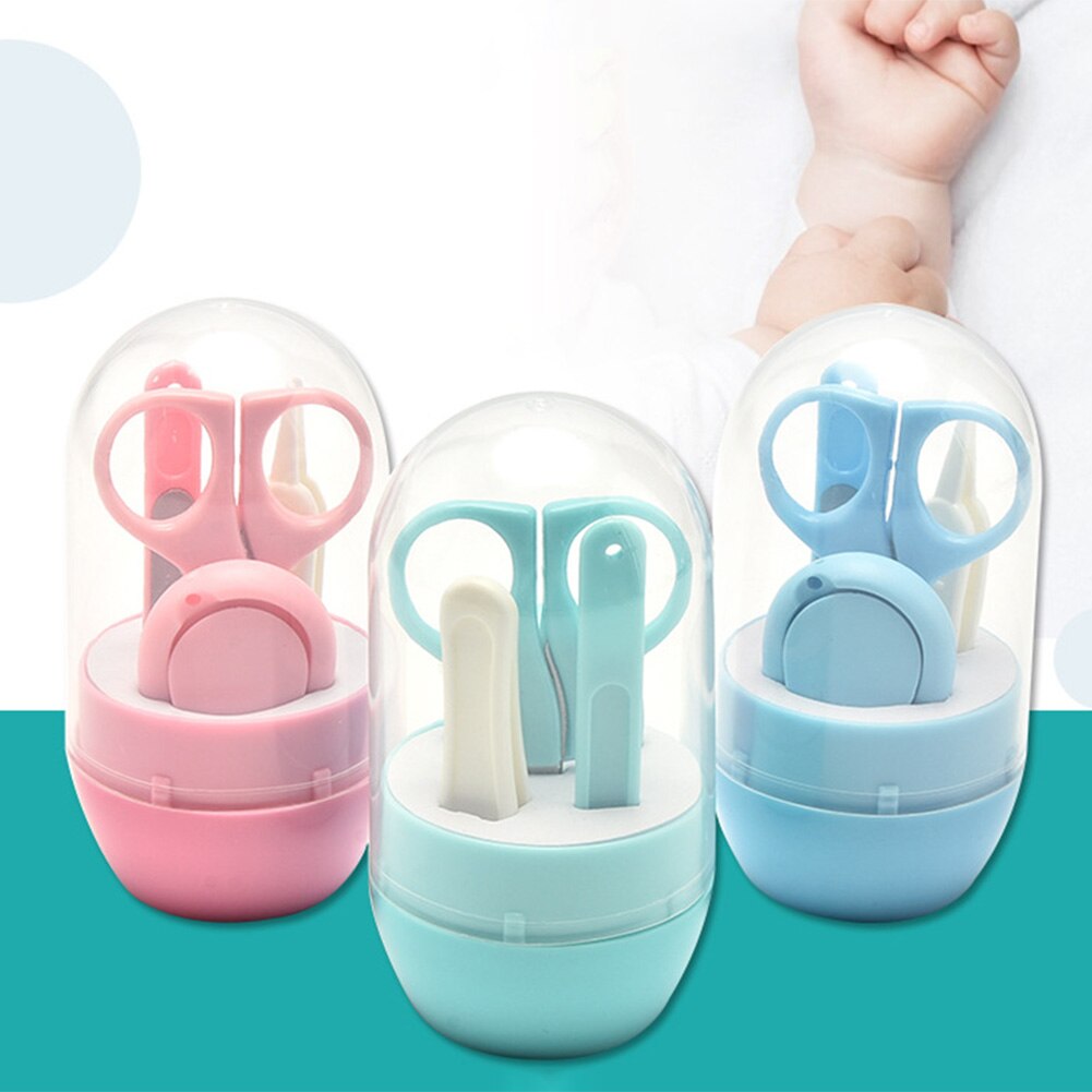 4pcs Lovely Baby Nail Care Set Child Scissors Practical Baby Nail Clipper Trimmer Convenient Baby Nail Shell Shear Manicure Kit