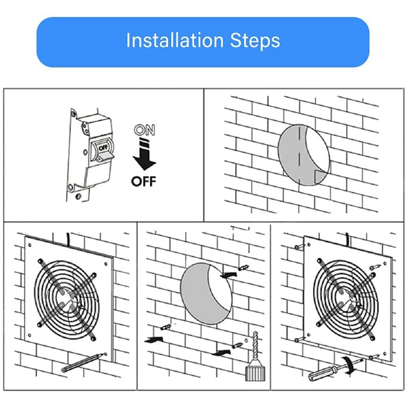 8 Inch Exhaust Shutter Fan, Wall Mounted Fan With Anti-Backflow Check Valve Chain Switch Used In Attic/Kitchen/Bathroom