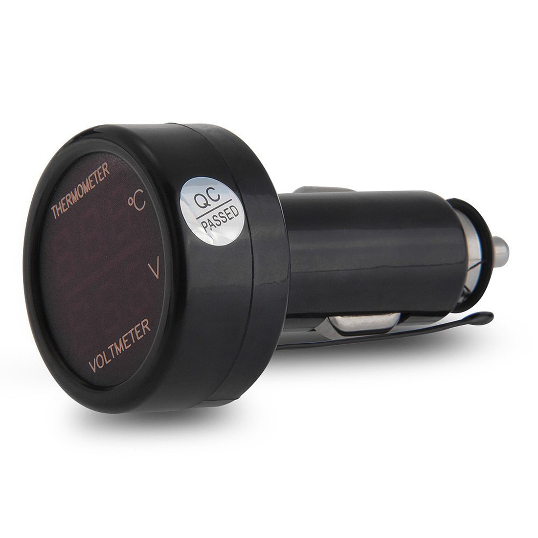 2 In 1 Rode Digitale Led Auto Voltmeter Thermometer Auto Usb Lader 12 V/24 V Temperatuur Meter voltmeter 1Pc
