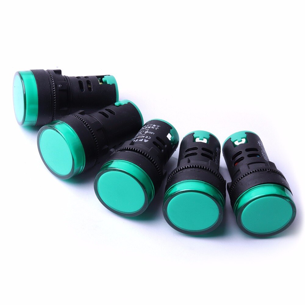 1pcs AC 220V Green LED Power Panel Mount Indicator Pilot Single Light Lamp 22mm