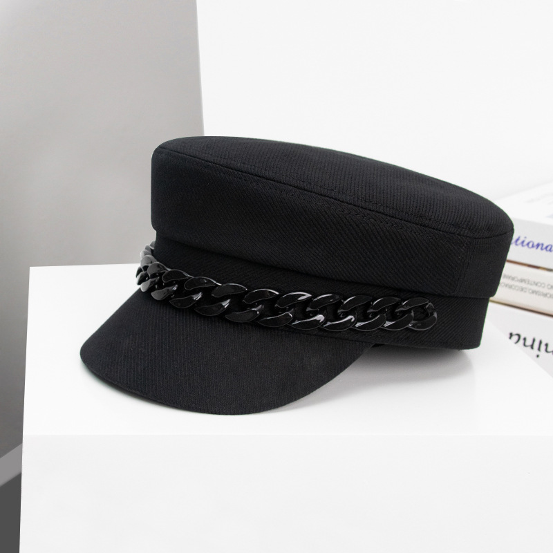 Béret de Style anglais pour femme, chapeau à chaîne de la marine, chapeau octogonal de journal, rétro sauvage, Casquette octogonal, automne et hiver: 1