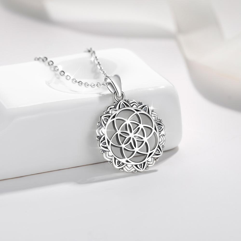 Eudora 925 Sterling Zilveren Geometrische Zaad Van Leven Hanger Neckalce Ierse Celtics Knoop Ketting Fijne Sieraden Voor Vrouwen CYD396