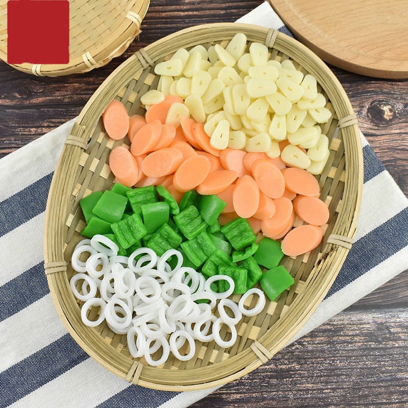 Simulation Food Artificial Vegetables Pepper Ham Sausage Sliced Garlic Squid Ring Model Vegetables Food Slice Party Decor Prop