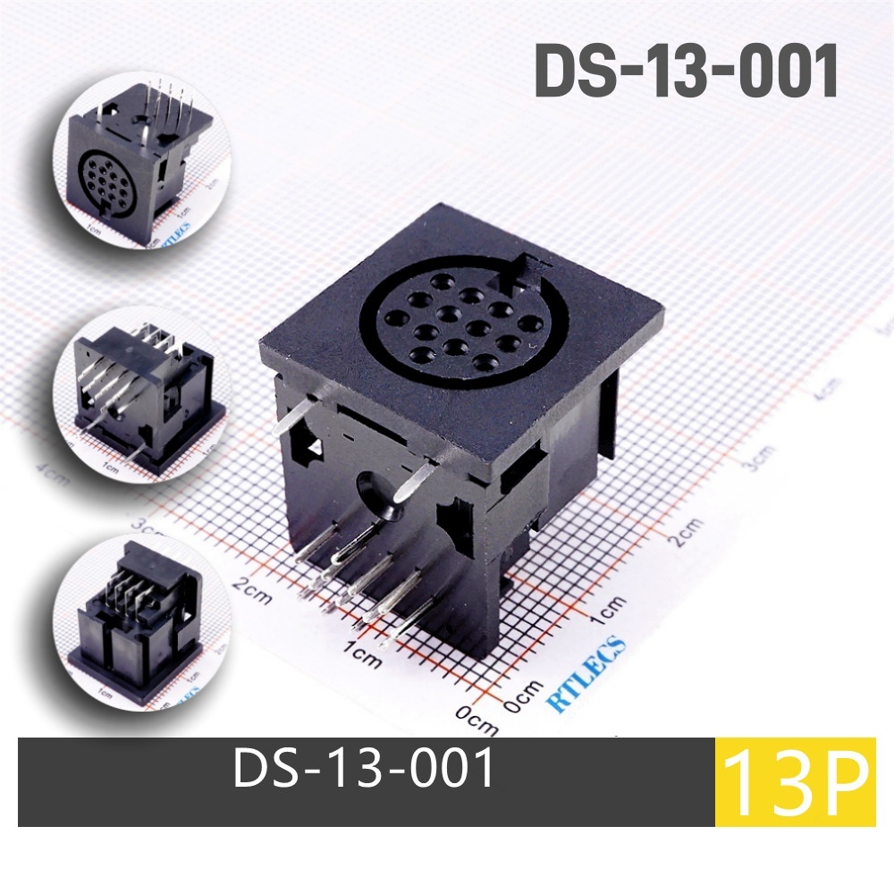 Enchufe Din con orificios pasantes de ángulo recto, enchufe hembra de 13 Pines, 2, 3, 4, 5, 6, 7 y 8 posiciones, SDS-J, DS, 2A, 110V, receptáculo Circular: Verde / 5-9 Unids