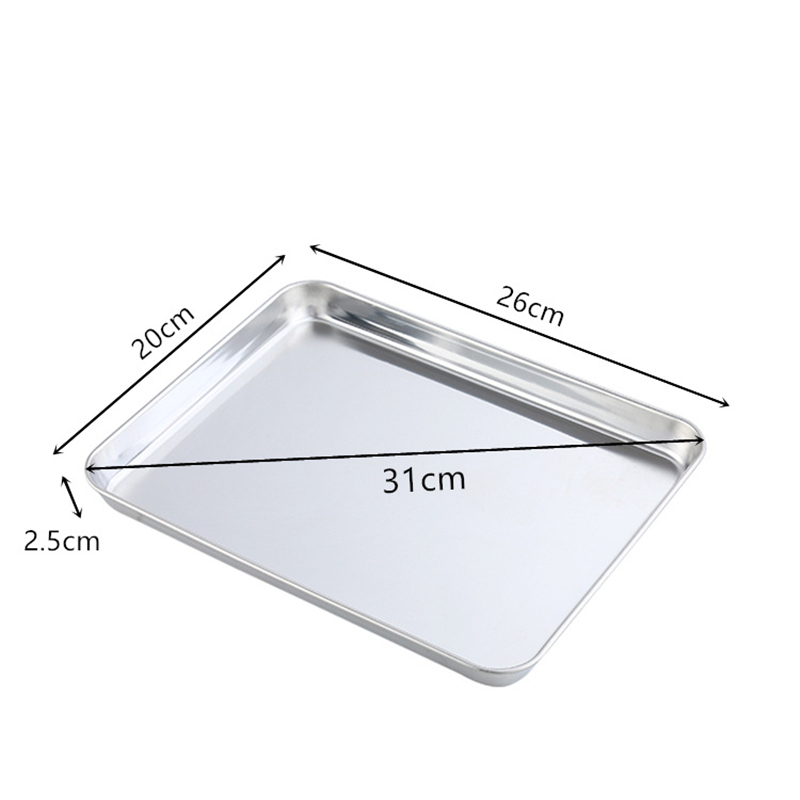 Stainless Steel Food Storage Trays Rectangle Steamed Sausage Fruit Pans Water Bread Kitchen Baking Shallow Dish Serving Plate: PURPLE