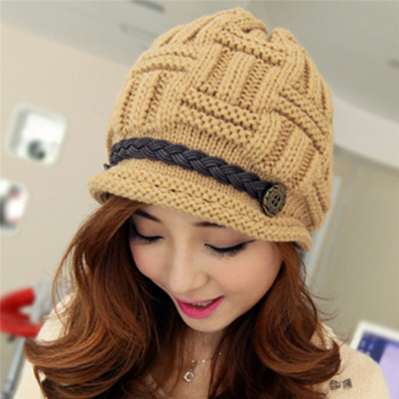 GAOKE 1Pcs,Woman Knitting Earmuffs Hat, Winter Pure Manual Warm Cap, Five Color, Christmas
