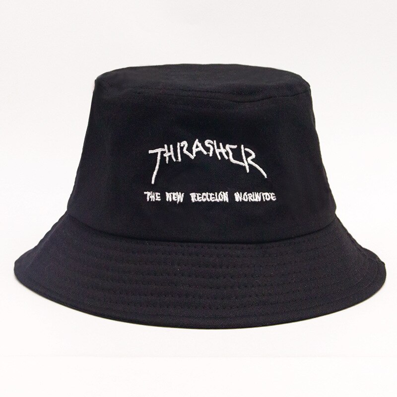 Chapeau de poisson unisexe | Noir blanc jaune été femmes hommes Couple chapeaux unisexe, casquette Hip Hop, chapeau seau Panama protection solaire, chapeaux de pêcheur: THRA black
