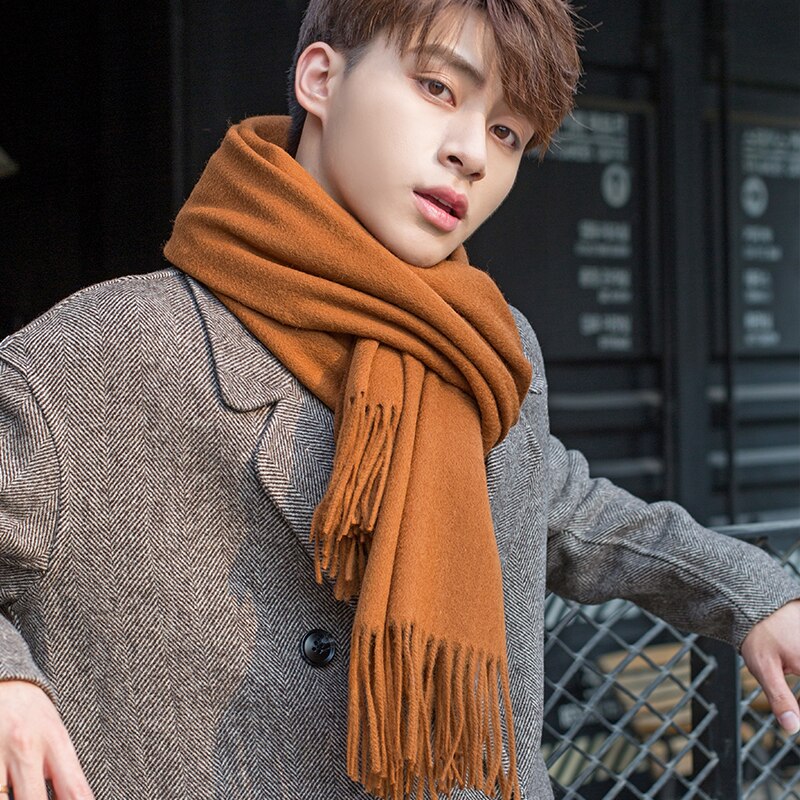 100% Wool Scarf Men Purple Echarpe Luxury Brand Bufanda Hombre Winter Cashmere Scarf Male Warm Solid Pashmina Shawls