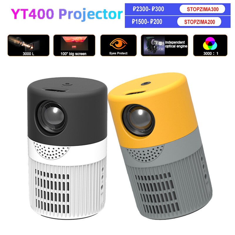 YT400 Draagbare Mini Projector Inheemse 360P Lcd Video Movie Multimedia Home Theater Cinema Speler Led Pico Beamer Home Projector