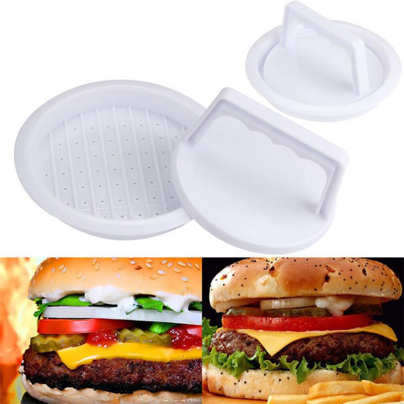Kitchen Gadget Round Shape Hamburger Press Food-Grade Plastic Meat Beef Grill Burger Patty Maker Mold Kitchen Tool Accessories: Default Title