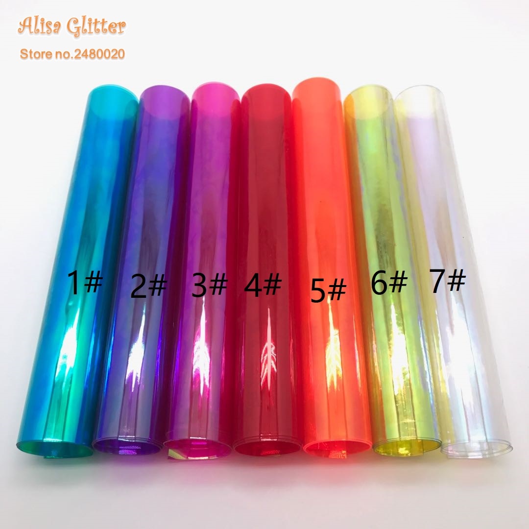 1PCS A4 SIZE 21X29cm Alisa Glitter Transparent Vinyl Fabric Iridescent PVC Clear PVC For DIY K60