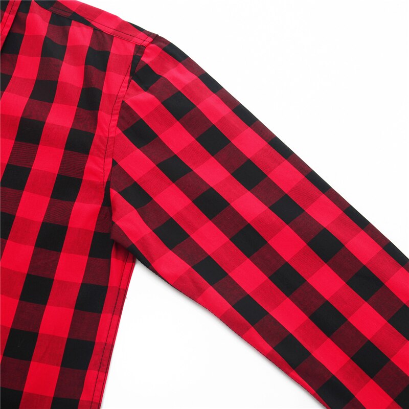 Efterår plaid rød skjorte herre slim fit business casual social langærmet ternet skjorter i ren bomuld ,fm274