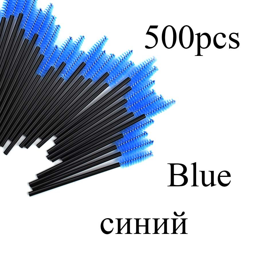 500 Stks/pak Wegwerp Kristal Wimper Borstel Kam Wimpers Extension Mascara Wands Make-Up Professionele Beauty Tool: 500pcs Blue