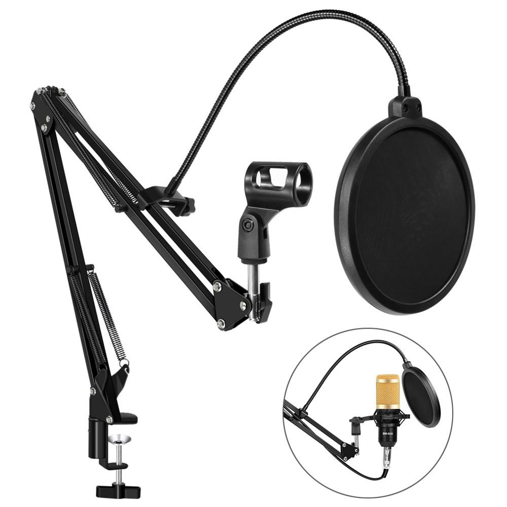Bm 800 Microfoon Verstelbare Suspension Arm Stand Clip Holder En Tafel Montage Klem Met Pop Filter Voor Bm800 Microfoon