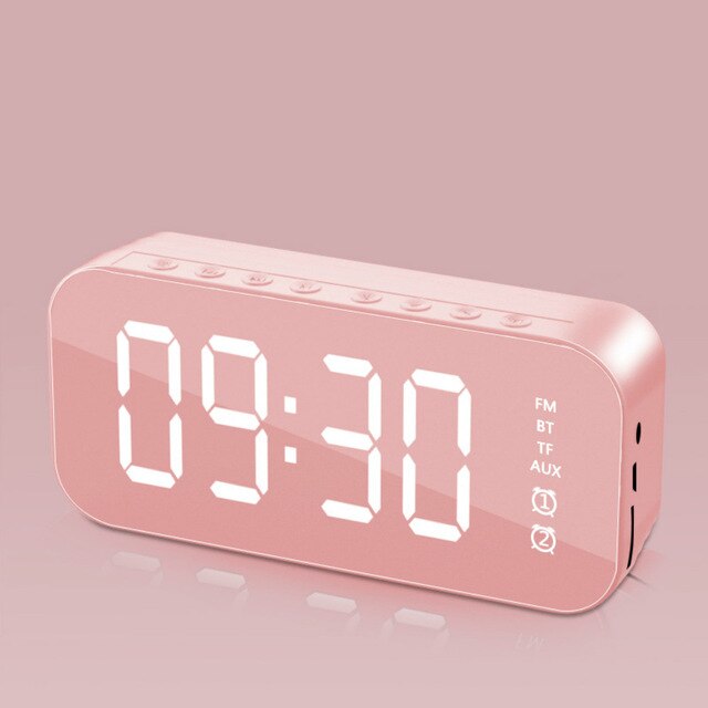 7 Inch Digital Alarm Clock Curved Dimmable Led Electronic Digital Desktop Clock For Kids Bedroom Large Number Table Clock: Type4 Pink