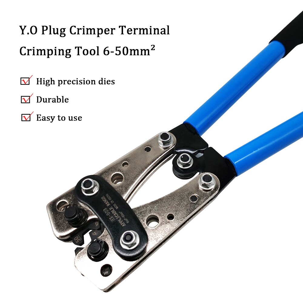Terminal Cable Lug Crimping Pliers Y.O Plug Crimper Wire Terminal Crimping Tool 6-50mm² Six Crimping Sizes