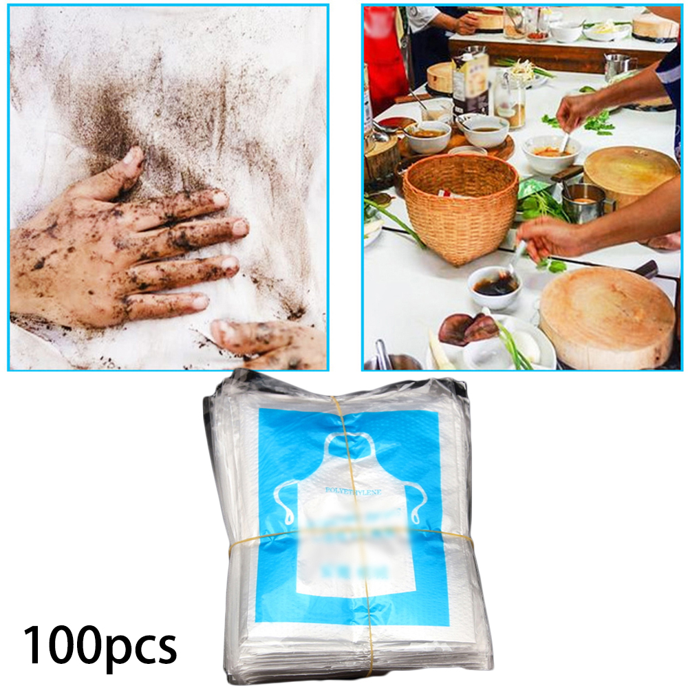 100 pièces tablier jetable tabliers transparents 60*95CM nettoyage préparation alimentaire