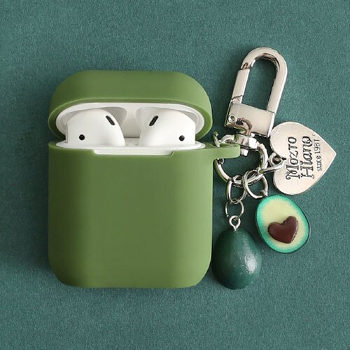 Grön avokado dekorativt silikonfodral för apple airpods bluetooth hörlurstillbehör för  i10 skyddspåsar nyckelring: Stil a