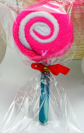 Toalla de algodón para pastel de piruleta, dulces de colores, , toalla encantadora para guardería, de cumpleaños y boda, 20 unids/lote: rose red
