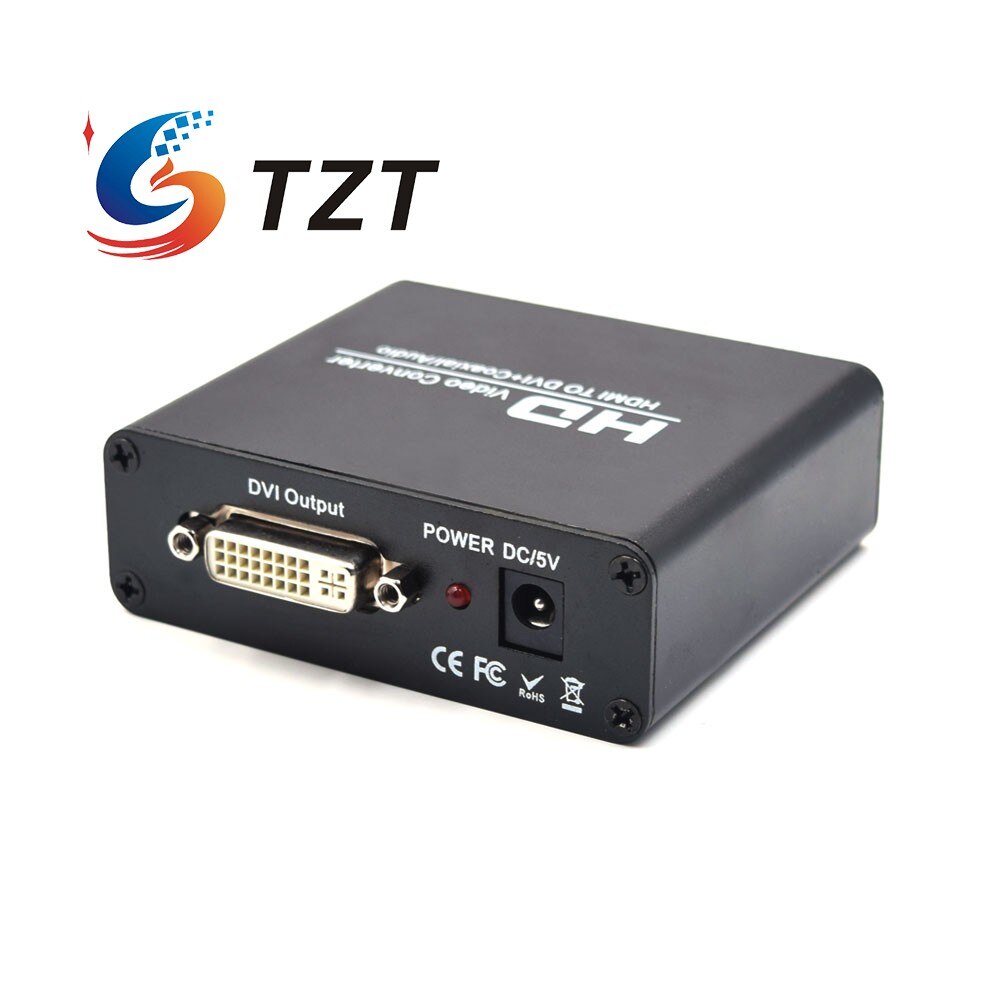 TZT NK-X5 HD Video Converter HDMI-compatible To DVI Converter HDMI-compatible To DVI + Coaxial/Audio 1920x1080 At 60Hz