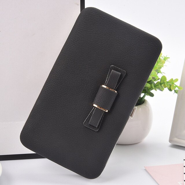 Catei Karrui Korean version of the women's wallet long mobile phone bag bow lunch box female bag tide: 001-3black