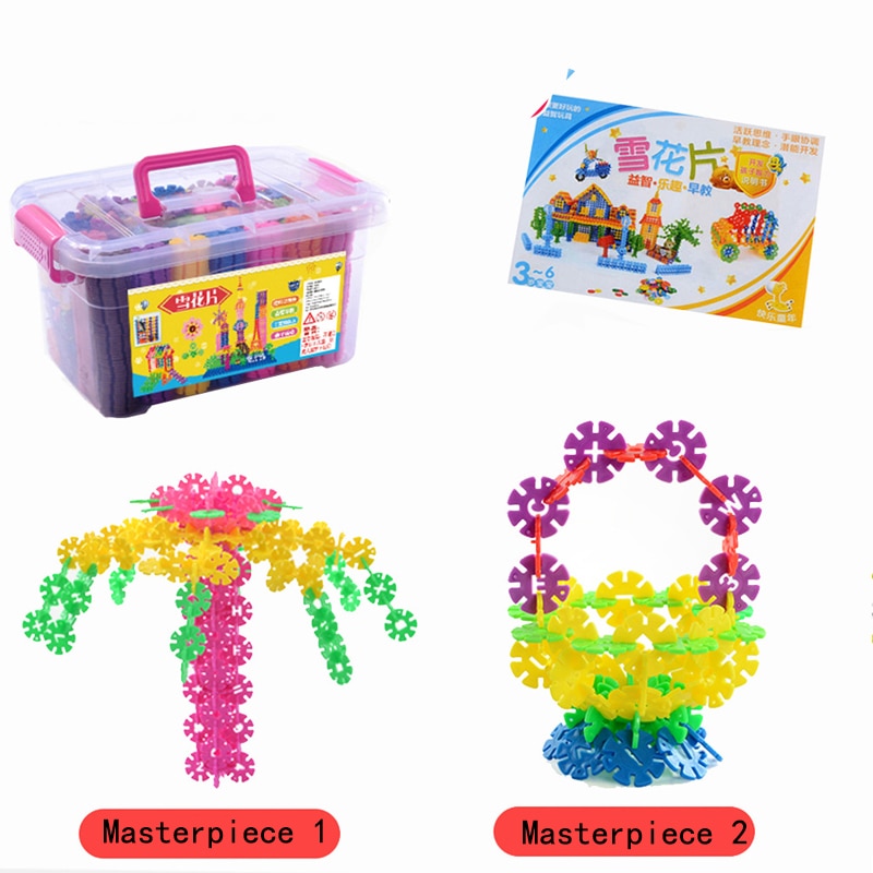 Rompecabezas 3D de plástico para niños, juguetes creativos de construcción de copos de nieve, juego de discos de plástico entrelazados, juguete para el cerebro