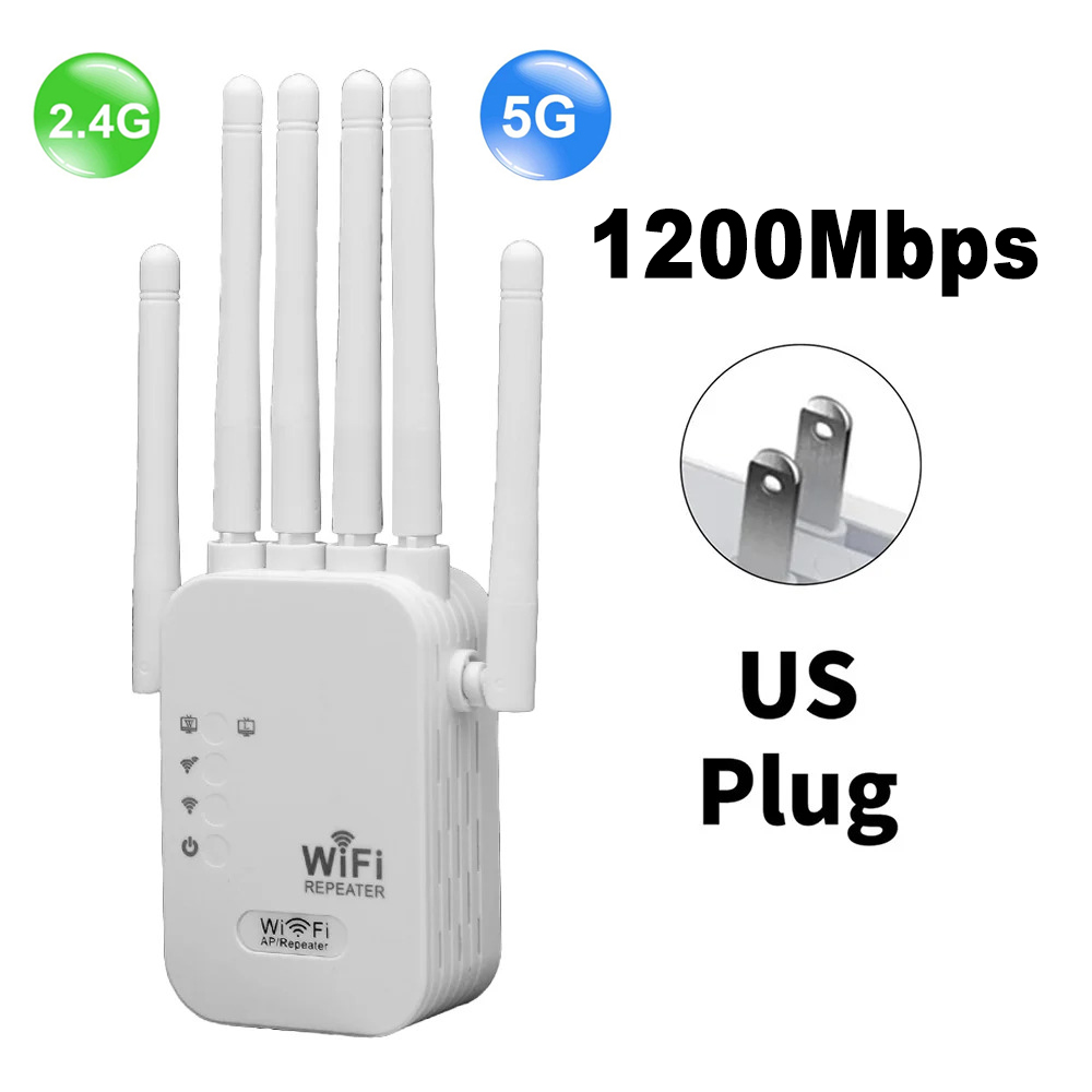 1200Mbps Wireless WiFi Repeater WIFI Range Extender WiFi Signal Booster 2.4G 5G Dual-band Network 802.11ac WiFi Amplifier Router: green