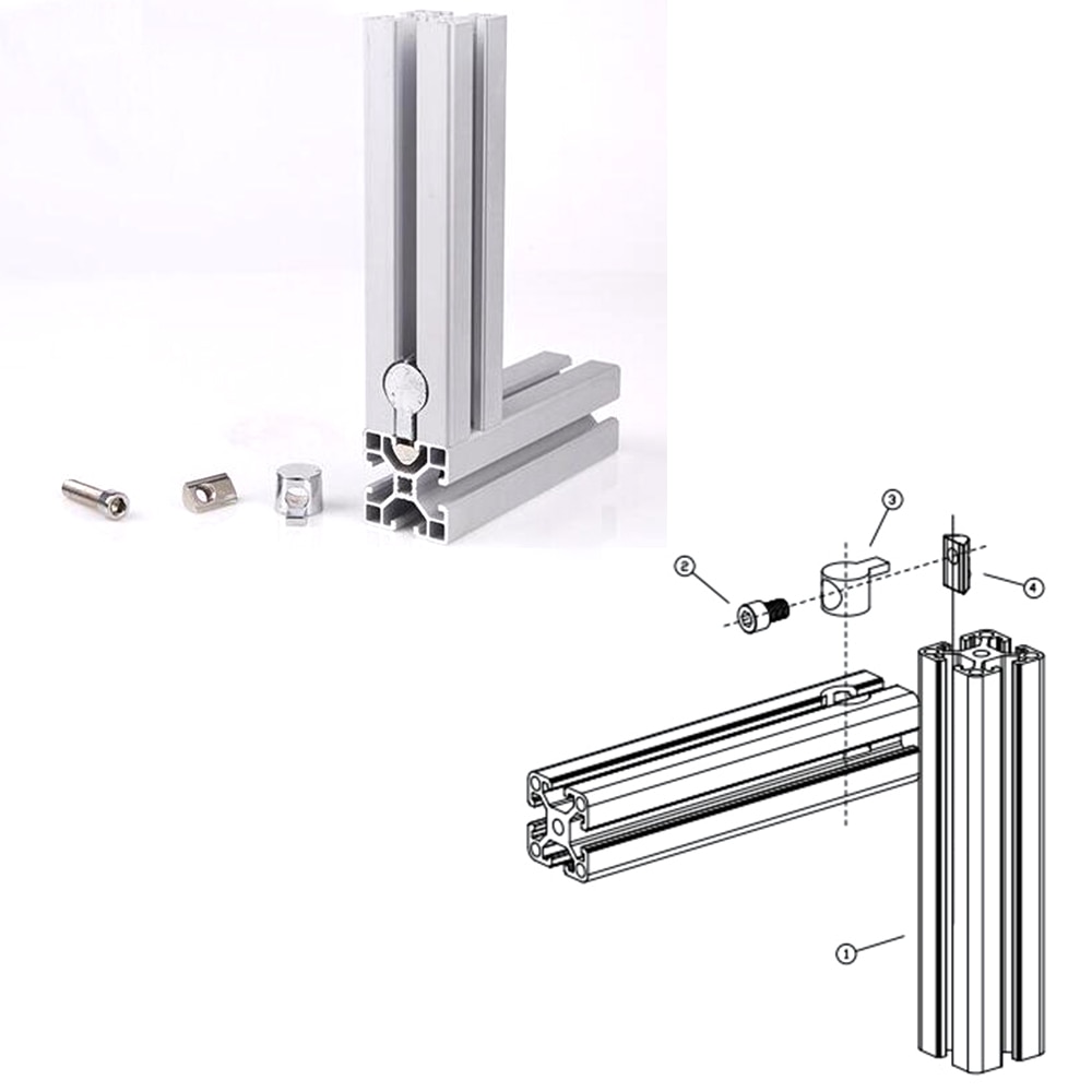 1PC EU Half Shaft built-in Connector Metal Carbon Steel Whistle Butt Joint Fixture for 20 30 40 45 Series Aluminum Profile