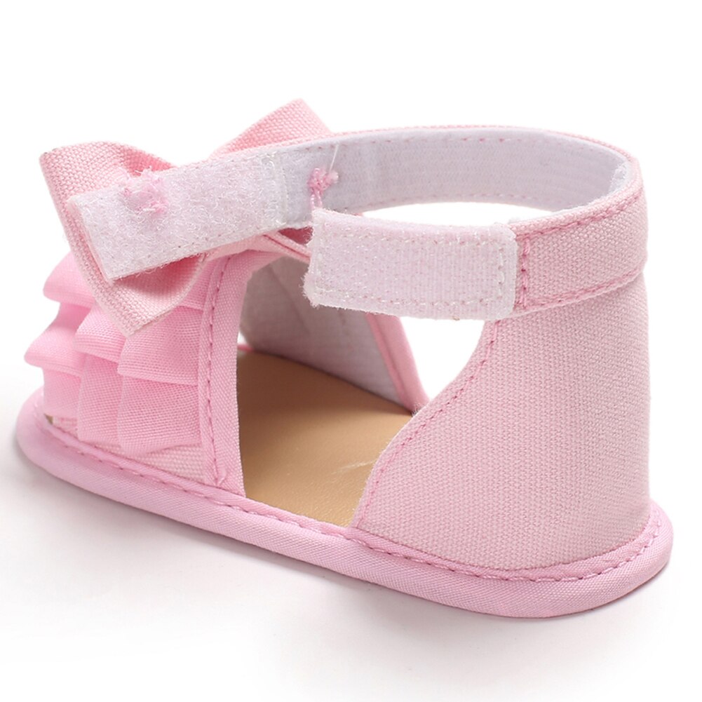 Baby sommer sko sandaler baby piger spædbarn bløde sko lærred bue knude solid ruffede sandaler toddler baby sko 0-18m