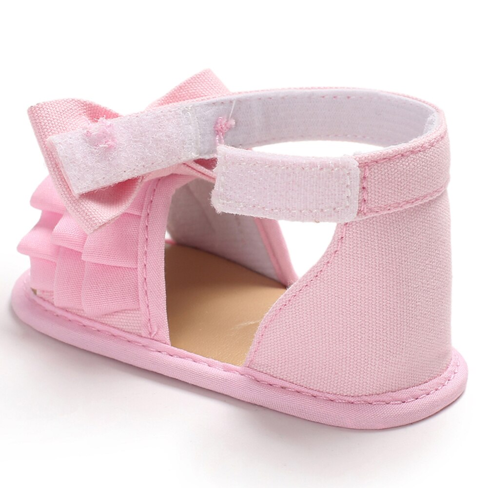 Chaussures d'été pour bébés filles | En toile, à volants solides, nœud papillon, chaussures pour bébés de 0 à 18M