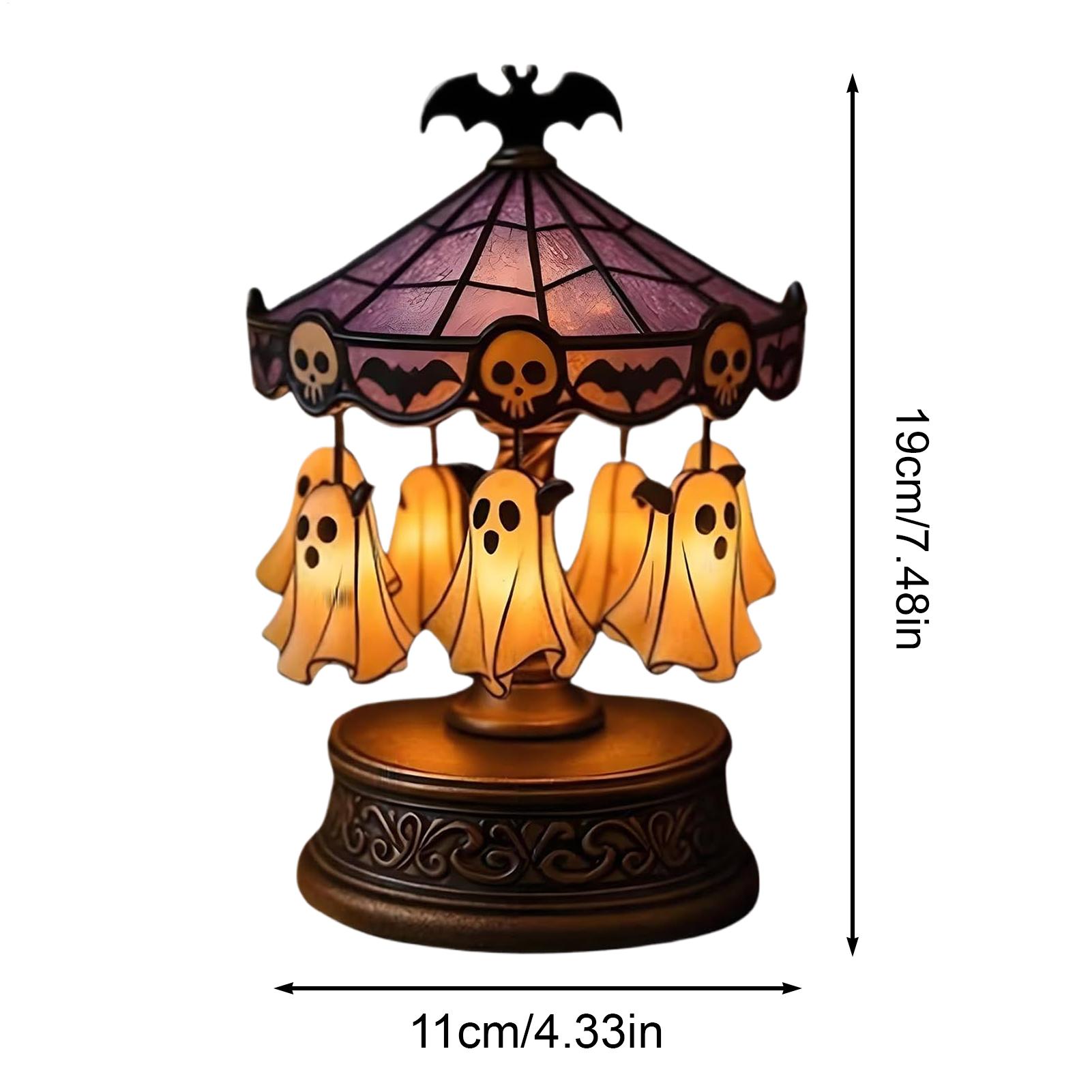 Lampa Nocna Karuzela Duchów, Ładowalna, klasyczny, Halloweenowa, Antyczna, Straszna, Pływająca Dekoracja Stołu z Duchem na Halloween