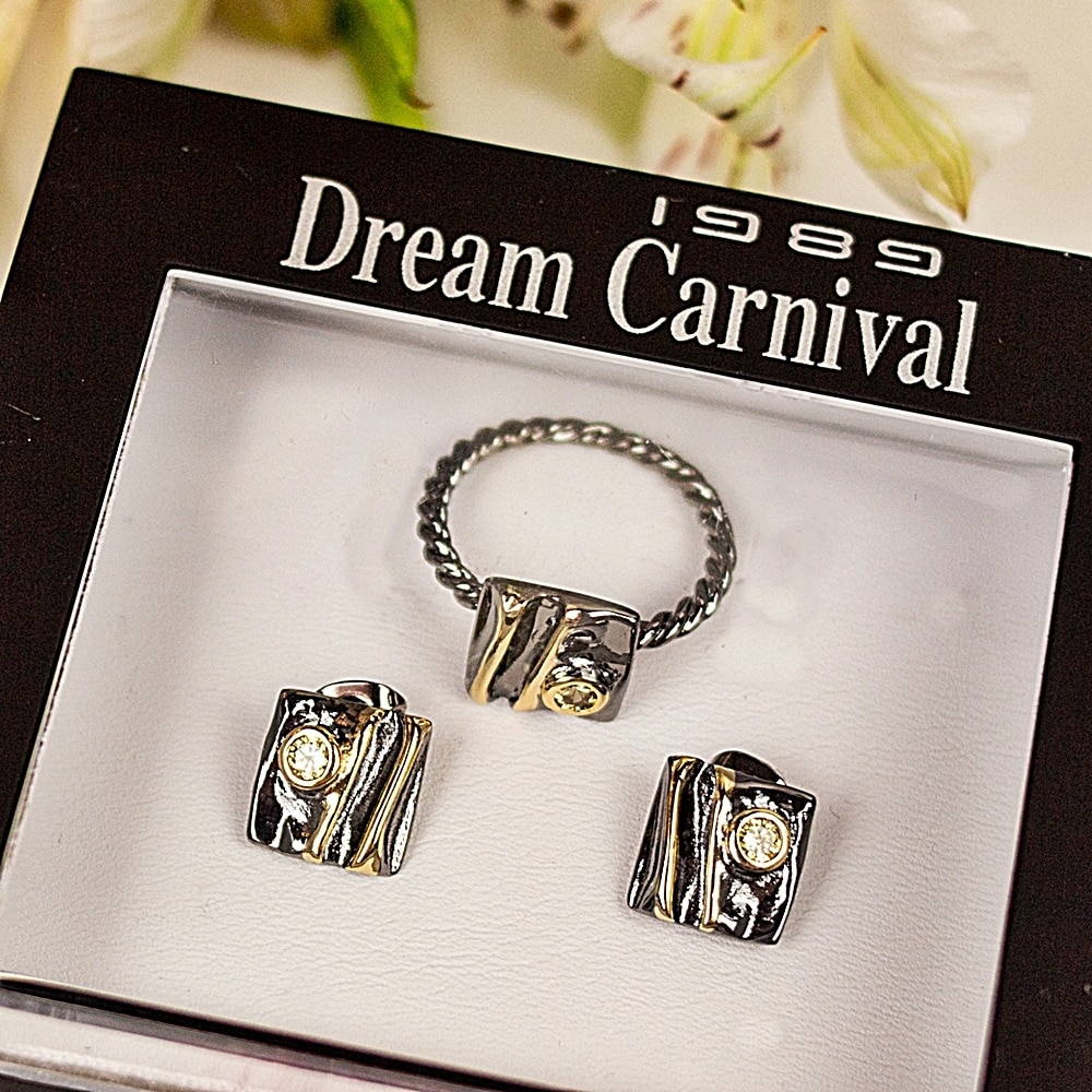 Dreamcarnival1989 chegam novas anel quadrado geométrico + brincos conjunto para as mulheres zircon quente escolher namoro festa meninas jóias we3961s2