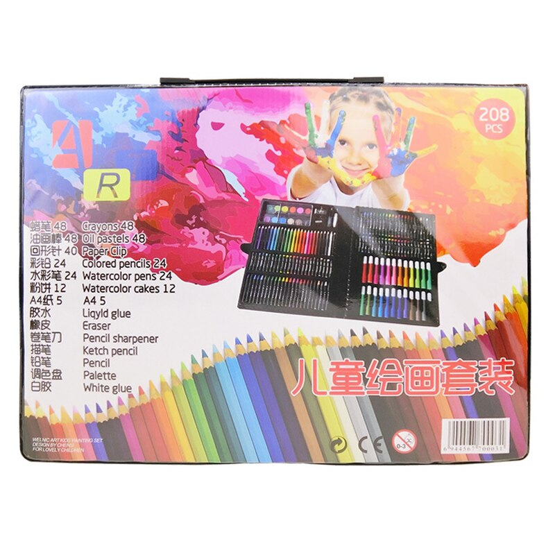 208pcs Drawing Set Art Marker Watercolor Brush Pen Crayon Palette For Kids Box Art Painting Supplies