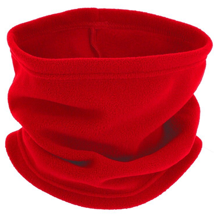 Mænds fleece termisk halsvarmer tubescarf ansigtsmaske hovedbeklædning beanie hatte til camping vandreture: Rød