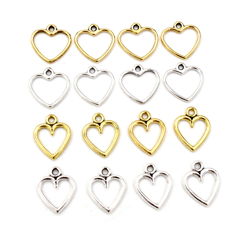 100 piezas imagen Color corazones huecos geometría colgante de aleación de Metal bricolaje collar pulsera pendientes