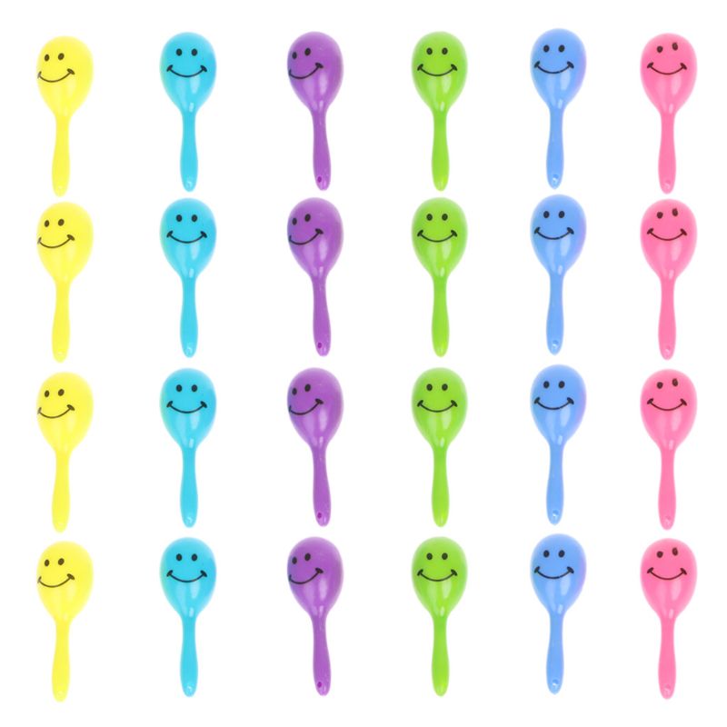24pcs 3&quot; Smiling Face Neon Maracas Fiesta Party Supplies Party Favors Noisemaker Mexican Party Decorations