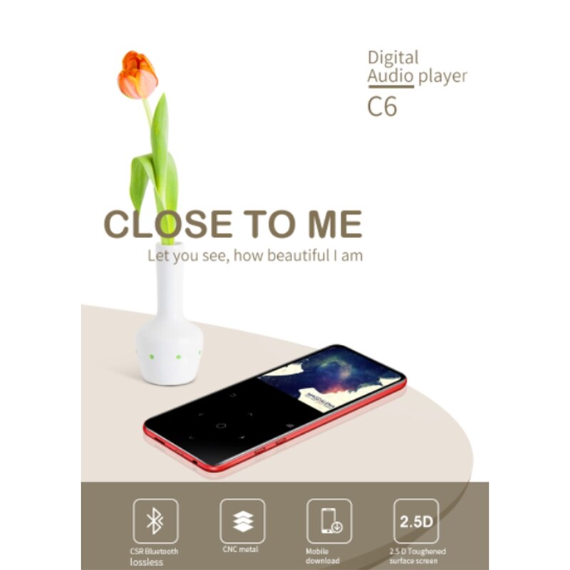 MP3 Player Built-in Speaker Bluetooth Player 8G with FM Radio/E-Book Portable Slim Lossless Sound Music Walkman