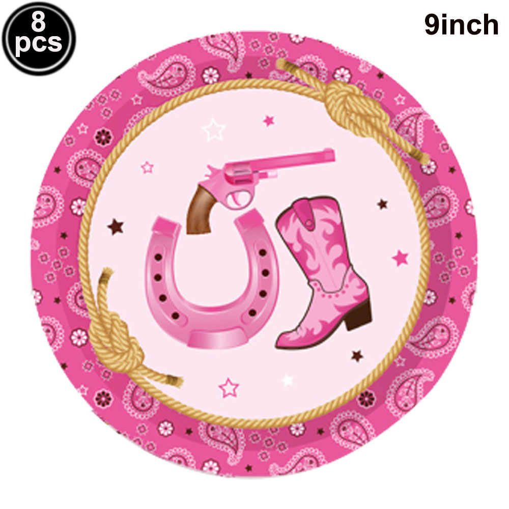 Decoraciones de de cumpleaños con temática de vaquero occidental, vajilla desechable de vaquera rosa, Banner de , suministros de revelados de género: Amarillo fluorescente