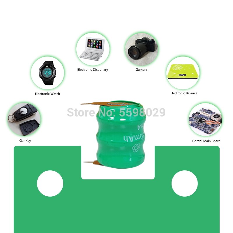 80mah 3.6v Original Brand Ni-MH Rechargeable Button Cell Battery Ni MH Batteries With Pins