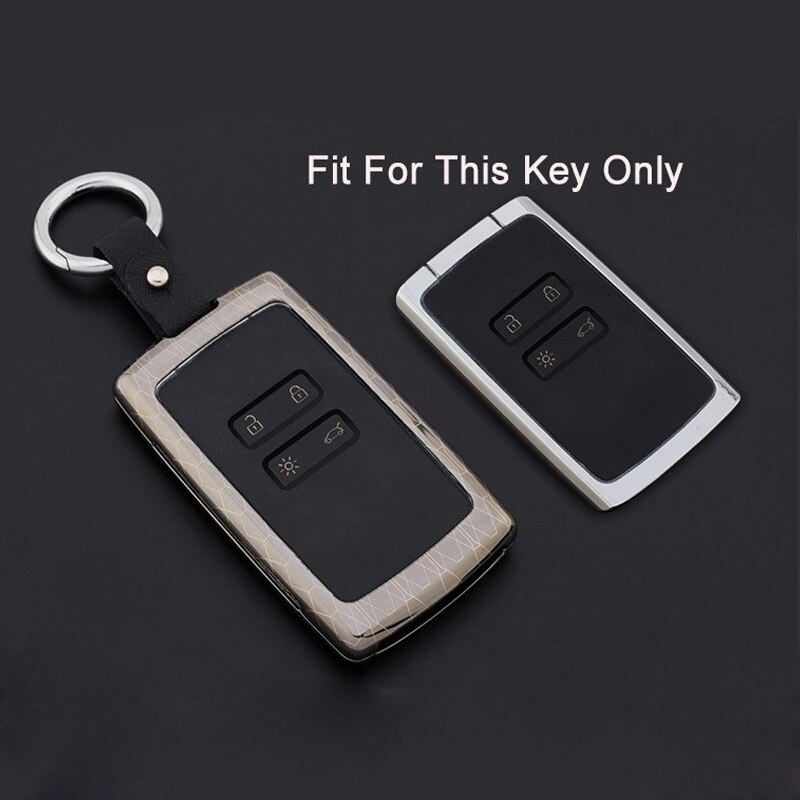 Zinklegering + læder bil nøglecover beskyttelsesholder til renault koleos kadjar nøgler med nøgleringe nøglering