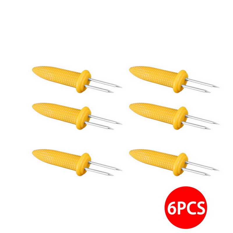 6/8/10/12Pcs Bbq Sweetcorn Houder Vork Maïskolven Spiesjes Home Party Koken maïskolven Houders Bbq Prong Vork #: 6pcs