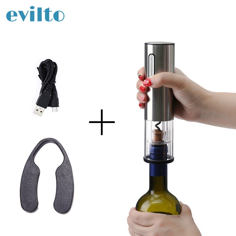Elektrische Wine Opener Rvs Usb Oplaadbare Automatische Rode Wijn Fles Opener Met Foliesnijder Jar Opener Keuken Tool