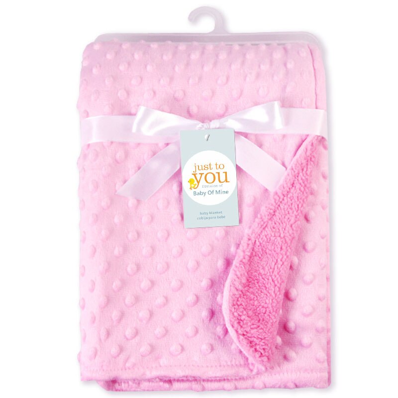 Baby tæppe & indpakning af nyfødt termisk blødt fleece tæppe massivt sengetøjssæt bomuldstæppe: Lyserød