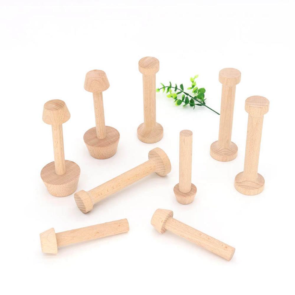 Kitchen Pie Egg Tart Pusher Wooden Double Sided Portable Tart Tamper Pastry Tools Dough Press Eggtart Mold