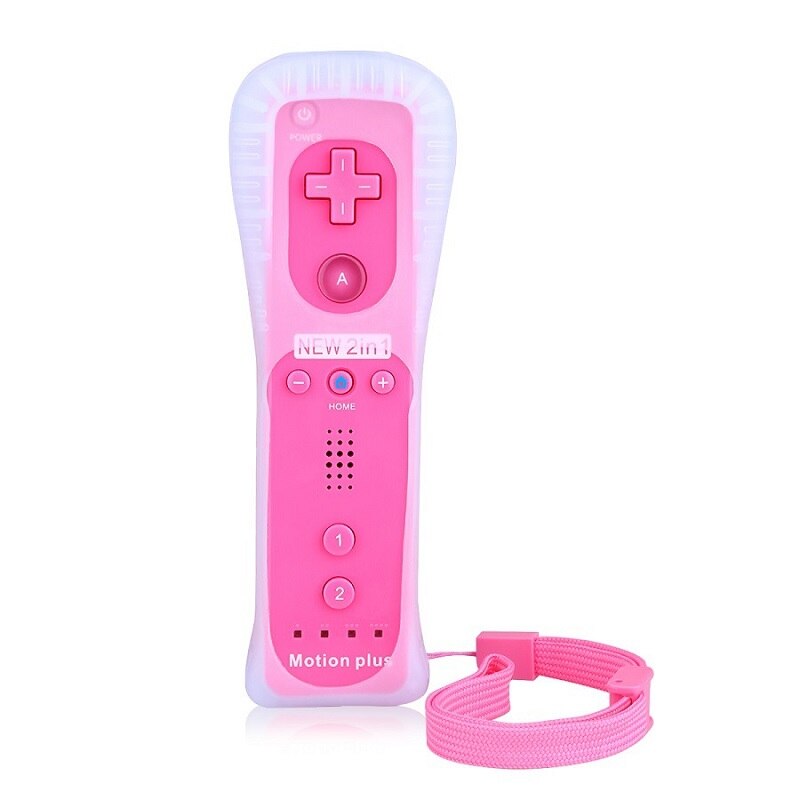 2 in 1 Wireless Gamepad Remote Controller per Nintendo Wii Built-in Motion Plus con Il Nunchuck per Joystick Video gioco Accessorio: Option2-Pink